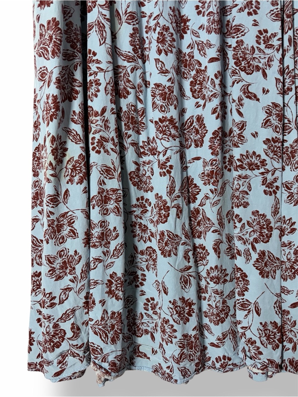 MADEWELL Smocked Puff-Sleeve Midi Dress Blue Brown Floral 6 - Picture 9 of 10